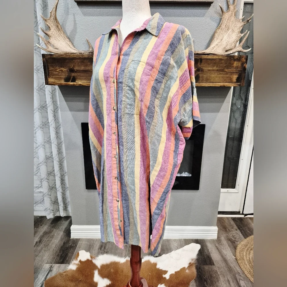Madewell Shirt Dress Size Large Multicolor Striped Garment - Picture 3 of 7